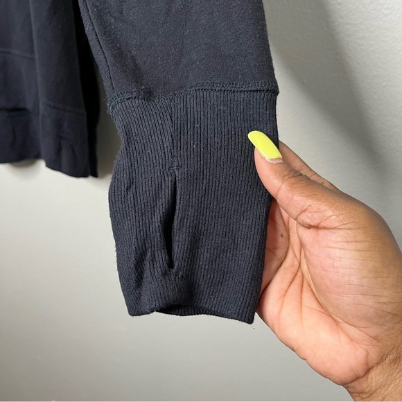 Athleta Women Sweatshirt Large Black Luxe Coastal Lounge Thumbholes Workout - Picture 11 of 11